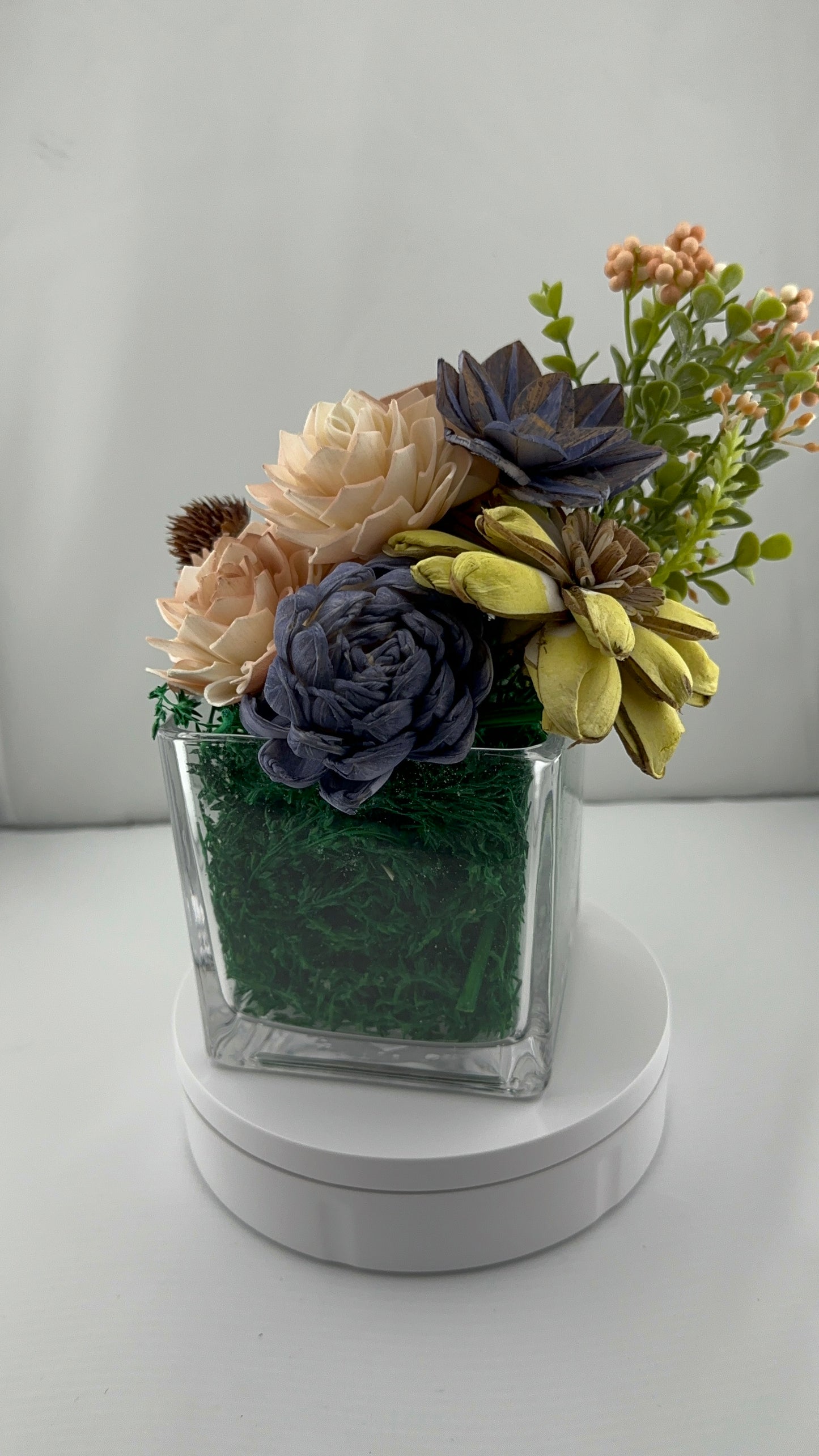 Multi-Color Floral with Grass in Glass
